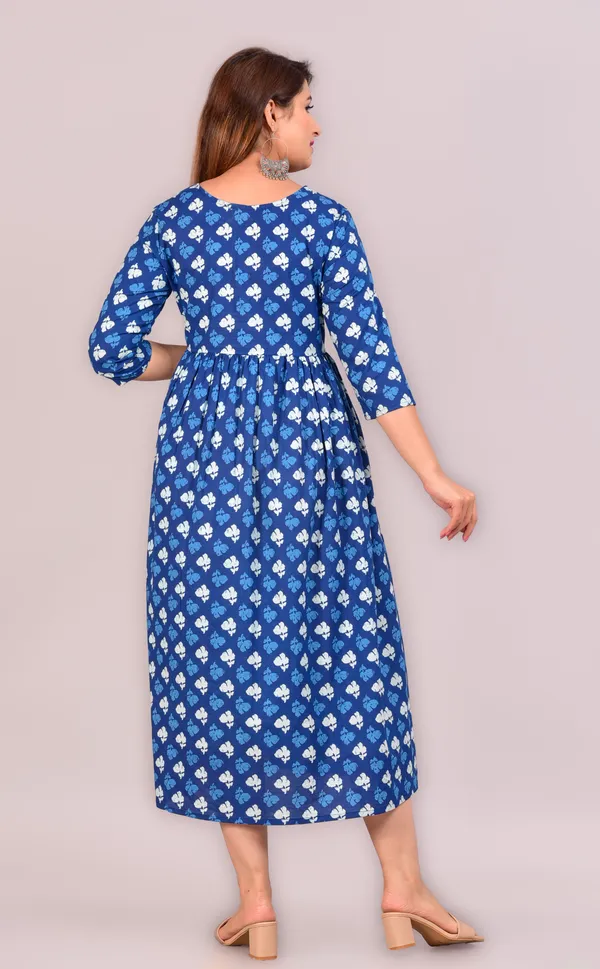 Maternity_Women_Fit_and_Flare_Blue_Dress